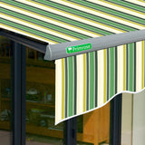 3.5m Half Cassette Manual Green Stripe Awning (Charcoal Cassette)