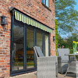 3.5m Half Cassette Manual Green Stripe Awning (Charcoal Cassette)