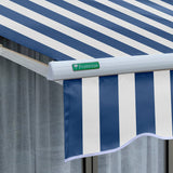 4.5m Half Cassette Electric Awning, Blue and white stripe