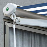 4.0m Half Cassette Electric Awning, Blue and White Stripe