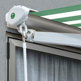 4.5m Half Cassette Electric Awning, Green and white stripe