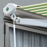 2.5m Half Cassette Electric Awning, Green Stripe Acrylic