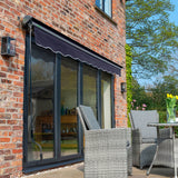 2.5m Half Cassette Manual Plain Dark Blue Awning (Charcoal Cassette)