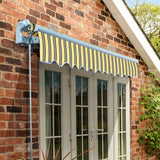 4.5m Standard Manual Awning, Yellow and grey stripe