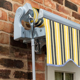 4.5m Standard Manual Awning, Yellow and grey stripe