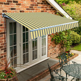 2.5m Standard Manual Awning, Yellow and Grey Stripe