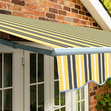 4.5m Standard Manual Awning, Yellow and grey stripe