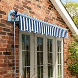 3.0m Standard Manual Awning, Blue and White Stripe