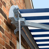 4.5m Standard Manual Awning, Blue and white stripe