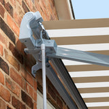 4.5m Standard Manual Awning, Mocha Brown and White Stripe