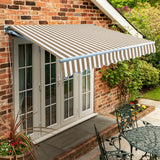 2m Standard Manual Awning, Mocha Brown and White Stripe