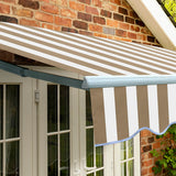 2m Standard Manual Awning, Mocha Brown and White Stripe