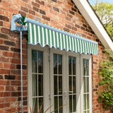 3.5m Standard Manual Awning, Green and White Even Stripe