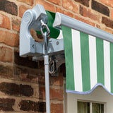 3.5m Standard Manual Awning, Green and White Even Stripe