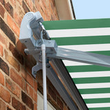 3.5m Standard Manual Awning, Green and White Even Stripe