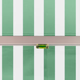 2.5m Standard Manual Awning, Green and White Even Stripe