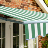 3.5m Standard Manual Awning, Green and White Even Stripe