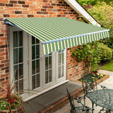 2.5m Standard Manual Awning, Green Stripe Acrylic