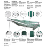 2.5m Full Cassette Manual Awning, Green Stripe Acrylic