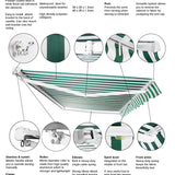 2.5m Half Cassette Manual Plain Green Awning (Charcoal Cassette)