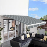 3.5m Full Cassette Electric Awning, Pin Striped Grey