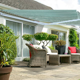 3.5m Half Cassette Manual Awning, Green and White Stripe (4.0m Projection)