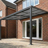 13.1ft x 9.8ft Anthracite Veranda Garden Canopy with Retractable Sliding Roof - Lean to Wall - Primrose™