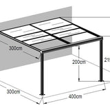 13.1ft x 9.8ft Anthracite Veranda Garden Canopy with Retractable Sliding Roof - Lean to Wall - Primrose™