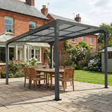 12.8ft x 10ft Anthracite Pergola Garden Canopy with Retractable Sliding Roof