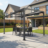 12.8ft x 10ft Anthracite Pergola Garden Canopy with Retractable Sliding Roof