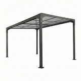 12.8ft x 10ft Anthracite Pergola Garden Canopy with Retractable Sliding Roof