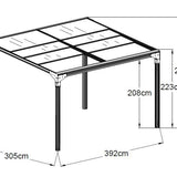 12.8ft x 10ft Anthracite Pergola Garden Canopy with Retractable Sliding Roof