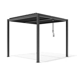 3m x 3m Deluxe Charcoal Pergola with Louvered Shutter Roof by Primrose Living