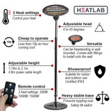 Freestanding Electric Quartz Bulb Patio Heater w/ Remote | Heatlab®