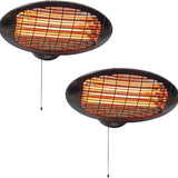 2kW IPX4 Wall Mounted Quartz Bulb Electric Heater w/ 3 Power Settings - Black
