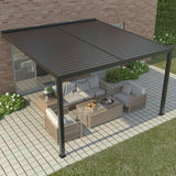 3m x 3m Deluxe Charcoal Wall Mounted Veranda with Louvered Shutter Roof