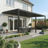 6m x 3m Deluxe Charcoal Wall Mounted Veranda with Louvered Shutter Roof