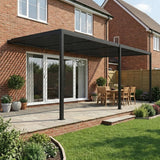 6m x 3m Deluxe Charcoal Wall Mounted Veranda with Louvered Shutter Roof