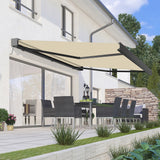4.0M Deluxe Wireless Full Cassette Electric Awning With Lights (Charcoal Cassette) | Ivory