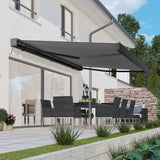 4.5M Deluxe Wireless Full Cassette Electric Awning With Lights (Charcoal Cassette) | Pin Stripe Grey