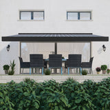 4.5M Deluxe Wireless Full Cassette Electric Awning With Lights (Charcoal Cassette) | Pin Stripe Grey