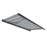 4.5M Deluxe Wireless Full Cassette Electric Awning With Lights (Charcoal Cassette) | Pin Stripe Grey
