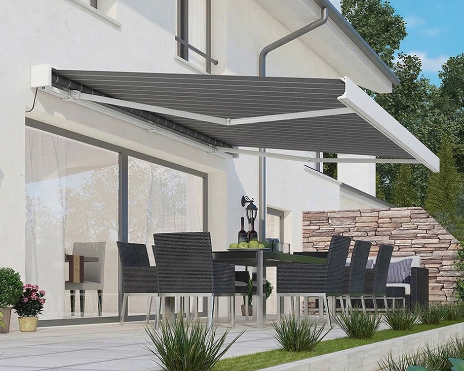 primrose markisen 4.5M Deluxe Wireless Full Cassette Electric Awning With Lights (White – Primrose Awnings