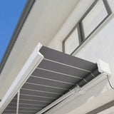 3.5M Deluxe Wireless Full Cassette Electric Awning With Lights (White Cassette) | Pin Stripe Grey