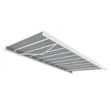 3.5M Deluxe Wireless Full Cassette Electric Awning With Lights (White Cassette) | Pin Stripe Grey