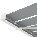3.5M Deluxe Wireless Full Cassette Electric Awning With Lights (White Cassette) | Pin Stripe Grey