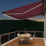 3.5M Deluxe Wireless Full Cassette Electric Awning With Lights (Charcoal Cassette) | Burgundy