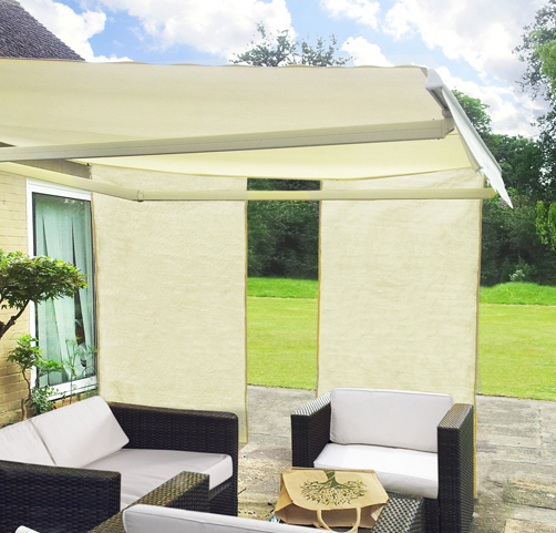 1.6m Set of 2 Rectangle Ivory Side Shades for Awning