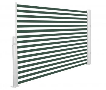 1.6m Patio Wind Break Full Cassette Manual Side Shade Green and White Awning