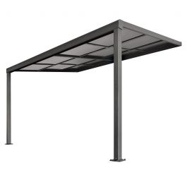 13.1ft x 9.8ft Anthracite Veranda Garden Canopy with Retractable Sliding Roof - Lean to Wall - Primrose™